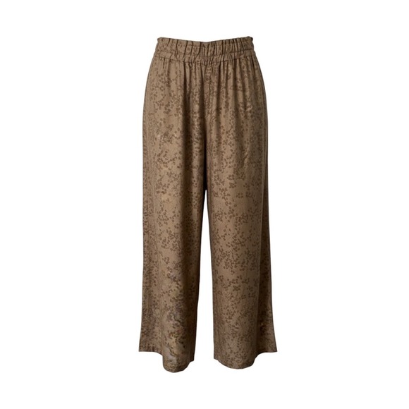 Khazorasp Diamond Pants - Khazorasp Diamond Brown Floral Jacquard Wide Leg Elastic Waist Pants Size L